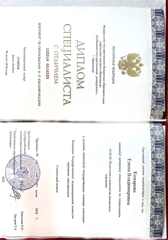 Диплом о высшем педагогическом образовании